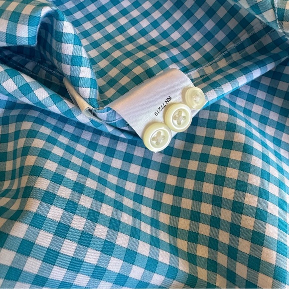 Egara Egyptian Cotton Non Iron Slim Fit Tall Blue & White Checkered Men's Shirt - Picture 5 of 5